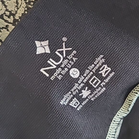 NEW NUX SMALL XS GREEN BLACK ACTIVE LEGGINGS RUNNING YOGA NET - Picture 5 of 5
